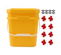 Zhangpu Distributeur automatique de nourriture pour poules, gobelet à eau avec fût de 12 litres et 8 bols à boire, appareil à boire pour volaille et canard (seau + abreuvoir carré + vis noires)