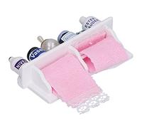Zhangpu Ensemble de Bouteilles de Porte-Serviettes de Salle de Bain Miniature Rose pour Maison de Poupée, Support en Bois écologique pour Maison de Poupée 1:12, pour Les Passionnés et Les