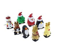 Zhangpu Ensemble de Jouets Mécaniques de Noël Pingouin et Père Noël pour Enfants, Cadeaux de Fête amusants ; Aucune Batterie Requise pour un Jeu imaginatif ; Matière Plastique sûre ; 7,5*4*5 cm ; 8