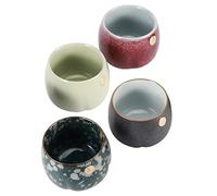 Zhangpu Ensemble de Tasses à thé, Ensemble de 4 Tasses de Dégustation de thé Traditionnelles Chinoises, Mini Kung Fu en Porcelaine pour Gongfu (Un bonheur continu)