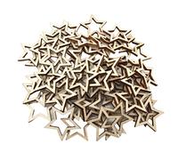 Zhangpu Étoiles Creuses en Bois, Tranches D'étoiles de Noël, Confettis Vintage, pour Cartes de Mariage de Noël, Décorations de Fête, Paquet de 100