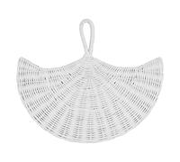 Zhangpu Éventail de Décoration Murale en Rotin tissé Suspendu, éventail d'été tissé à la Main pour la Plage d'été, Décoration Murale Intérieure et Extérieure (Blanche)