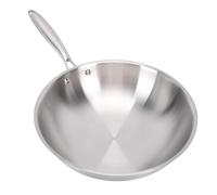 Zhangpu Wok avec Poignée en Acier Inoxydable, Poêle à Frire Antiadhésive, Ustensiles de Cuisine pour Induction, Gaz électrique, Toutes les Cuisinières (34CM)