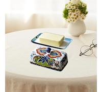 zhangrui1888 Assiettes à beurre Beurrier avec couvercle, support à beurre, refroidisseur fromage en céramique for la cuisine Beurriers pour la cuisine(Green hold 250 g)