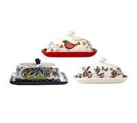 zhangrui1888 Assiettes à beurre Beurrier avec couvercle, support à beurre, refroidisseur fromage en céramique for la cuisine Beurriers pour la cuisine(Red hold 150 g)