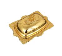 zhangrui1888 Assiettes à beurre Beurrier en métal avec couvercle, plateau intérieur verre, boîte à fromage dorée, beurre, lavable au lave-vaisselle, organiseur Beurriers pour la cuisine