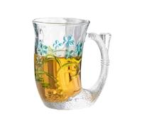 zhangrui1888 Tasses en verre Verre à boire en forme de queue sirène, 20 cl, soufflé la main, décor relief et anse Tasses à café en verre(Blue)