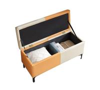 ZHANGshouf Banc de lit capitonné rectangulaire avec repose-pieds pour salon, chambre à coucher, entrée, design élégant ge & blanc, 80 cm