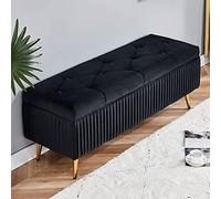 ZHANGshouf Banc de rangement moderne en velours avec pieds dorés, repose-pieds capitonné, design élégant pour entrée et chambre à coucher, parfait pour le rangement du salon