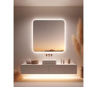 ZHANGshouf Miroir de courtoisie éclairé, Rond, carré, 20/24/28/32/36 Pouces, Miroir LED pour Salle de Bain, Chambre, vestiaire, Salon, antibuée, 3 Couleurs, intensité Variable (rétroéclairé, 70 cm)