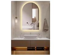 ZHANGshouf Miroir de Salle de Bain arqué à LED, Miroir Mural Intelligent avec éclairage, sans Cadre, 3 Couleurs d'éclairage + intensité Variable pour Salon ou entrée, Facile à Installer