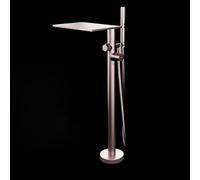 ZHANGshouf Robinet de Baignoire sur Pied à Effet Cascade, Rotation à 360°, 2 Jets, Finition Or Rose brossé