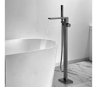 ZHANGshouf Robinet de Baignoire sur Pied pivotant à 360°, Robinet de Baignoire sur Pied monotrou avec douchette, Robinet de Baignoire Cascade sur Pied, Gris