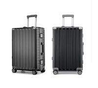 ZHANGshouf Valise Cabine avec Cadre en Aluminium, Bagage en soute sans Fermeture éclair, Bagage léger pour Voyages d'affaires, Noir, 24 Pouces