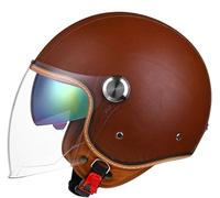 ZHANGXIO 3/4 Casque Ouvert Demi-Casque De Moto Homologué ECE avec Visière Casque Bols pour Hommes Et Femmes Adultes Casques De Moto Vintage Demi-Visage pour Chopper Scooter De Vélo Cruiser
