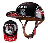 ZHANGXIO Casquette De Baseball Moto Casque Demi Vintage Casque Jet Demi Coque Mobylette Bols Casque ECE Homologué Casque De Scooter À Visage Ouvert pour Hommes Femmes