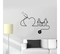 ZHANGXUANS Sticker mural en vinyle noir - Stéthoscope Famille Amour Cœur Convient pour cabinet de médecin exprimant thème médical autocollant mural amovible 57 x 50 cm