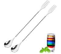 Zhangzitao Lot de 2 cuillères à cocktail de 30,5 cm à long manche de 30,5 cm, agitateurs à cocktail en acier inoxydable avec pointe trident, cuillères à mélanger de bar (2)