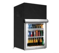 Zhanhai Housse de protection pour réfrigérateur extérieur 210D, imperméable, résistante à la poussière, avec grille d'aération en maille, sacs de rangement, sangles réglables (noir, S, 56 x 58 x 86 cm
