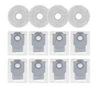 Zhanhai Lot de 12 sacs à poussière de rechange pour aspirateur Roborock QV 35A / QR 798 / QR 598, 4 chiffons à franges et 8 sacs à poussière