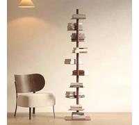 ZHANIZING Bibliothèque à ossature métallique pivotante à 9 Niveaux, Dimensions au Sol : 39 x 39 cm, pour Livres, Plantes et décoration, Angles d'exposition réglables, 7 Coloris(Brown)