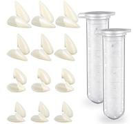 Zhanmai 12 Paires Costume de Dents de Vampire 4 Tailles Crocs Dents Fausses avec 2 Granules de Dents pour Accessoires de Fête de Cosplay Faveurs de Crocs de Fête d’Halloween