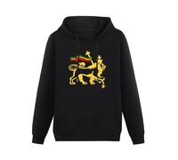 zhanxiangzhi Africa Rasta Strong Lion Rastafarian Reggae Music Hoody Unisex Long Sleeve Hooded with Pocket Black S