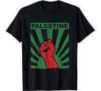 zhanxiangzhi Free Palestine Shirt Propaganda -Style Fist T-Shirt Funny Gift Trend for Men Black L