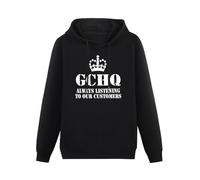 zhanxiangzhi Gchq Always Listening to Our Customers Hoody Unisex Ptinted Hoodies Long Sleeve Men's Hooded with Pocket Black XXL
