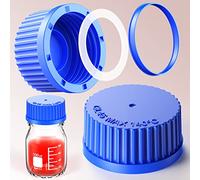 ZHANXUBIO Lot de 5 bouchons à vis en polypropylène PBT GL25 GL32 GL45 avec anneau verseur et joint en silicone pour bouteilles médias (GL45 PP bleu, 5 pièces)