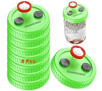 ZHANXUBIO Lot de 8 couvercles de culture liquide en plastique de qualité alimentaire avec membrane en PTFE et ports d'injection auto-cicatrisants pour champignons Vert