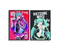 ZHAOART Lot de 2 affiches sur toile Hatsune Miku Vocaloid Kawaii - Décoration murale moderne pour chambre à coucher, bureau, salle de sport - 30 x 45 cm