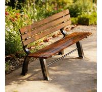 ZHAOBEIK Banc de Jardin Extérieur, Banc Jardin avec Dossier, Structure en Métal de 150cm, Capacité de 400kg, Idéal pour Terrasses, Espaces Publics(Brown)