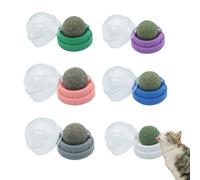 ZHAOCAI Ball à herbe à chat, lot de 6 balles à herbe à chat avec herbe à chat, jouet interactif naturel pour chat, à lécher, pour le nettoyage des dents et le divertissement, idéal pour les chats