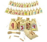ZHAOCAI Calendrier de l'Avent à remplir, 24 sachets de calendrier de l'Avent Rituals 2025, en tissu à remplir soi-même, pour enfants, calendrier de Noël, couleurs terre
