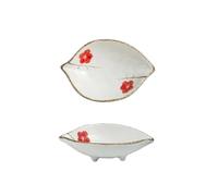 Zhaoj24-05 Assiettes à collation Petit Plat à Sauce en céramique en Forme de Feuille, Assiette Plate for Sauce soja, Plats d'assaisonnement for Beurre et Moutarde(Red)