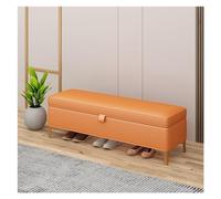 Zhaoj24-05 Banc Banc de Rangement - Banc d'entrée, Ottoman for Bout de lit de Chambre à Coucher, Bancs de Chambre en Cuir for Pied de lit, Banc rembourré avec Pieds dorés Tabouret de Chambre(Orange)