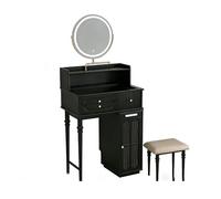 Zhaoj24-05 Coiffeuse Generic Bureau de vanité rétro français en Bois Massif, Table Maquillage avec Armoire Rangement compacte for Petite Chambre à Coucher