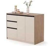 Zhaoj24-05 Îlot de Stockage Buffet d'îlot de Cuisine en Bois avec 3 tiroirs et 2 Portes Rangement autoportantes