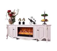 Zhaoj24-05 Meuble TV avec cheminée électrique, Meuble de Divertissement de 78,7 Pouces avec 2 armoires de Rangement, Console TV de Luxe for Chambre et Salon Cheminées décoratives