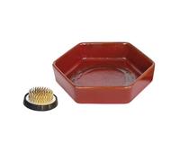 Zhaoj24-05 Plateaux pour Plantes Plateau Hexagonal rétro en céramique, Soucoupe créative for compositions Florales de Table avec Kenzan(Grand)