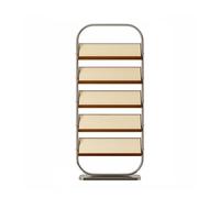 Zhaoj24-05 Porte-revues au sol Étagère de rangement multicouche for magazines, petit support lecture au sol, présentoir en bois massif, étagère acier inoxydable(Cherry Wood)