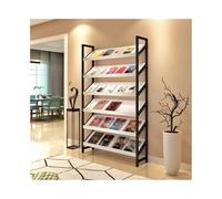 Zhaoj24-05 Porte-revues au sol Porte-revues de conception moderne, étagère rangement en bois, étagères d'affichage inclinées, publicité du sol au plafond(Black+White)