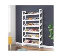 Zhaoj24-05 Porte-revues au sol Porte-revues de conception moderne, étagère rangement en bois, étagères d'affichage inclinées, publicité du sol au plafond(Blanc)