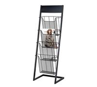 Zhaoj24-05 Porte-revues au sol Présentoir de brochures à 4 niveaux, support magazines littérature sur pied, présentoir journaux for expositions produits, salons foires(Noir)