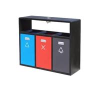 Zhaoj24-05 Poubelles extérieures Poubelle à trois compartiments en métal for espaces publics extérieurs