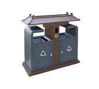 Zhaoj24-05 Poubelles extérieures Poubelle antique imitation poubelle extérieure en métal à double boîte for espace public