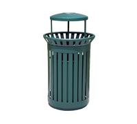 Zhaoj24-05 Poubelles extérieures Poubelle d'extérieur ajourée de grande capacité avec cendrier en métal 50 L(Green)