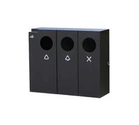 Zhaoj24-05 Poubelles extérieures Poubelle d'extérieur en acier inoxydable à trois compartiments for espaces publics, noire