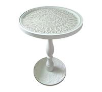 Zhaoj24-05 Tables d'appoint Table Ronde Vintage sculptée en Verre, Table d'appoint de canapé, Table Basse de Loisirs, Colonne Romaine(Blanc,Moyen)